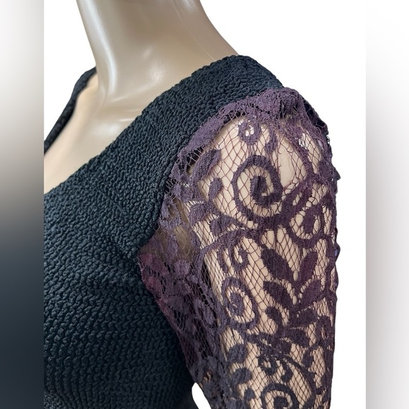 True vintage 80’e STEPPIN' OUT bodycon black spandex waffle stretch Party Dress - Picture 6 of 11